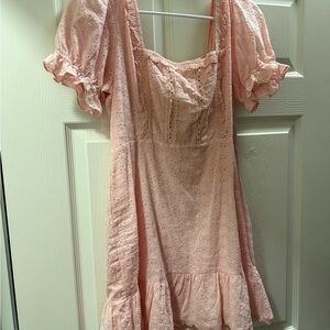 Altar'd State Blush Pink Eyelet Mini Dress